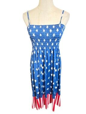 Isla Bonita Red White And Blue Flag 4th Of July Print Sundress